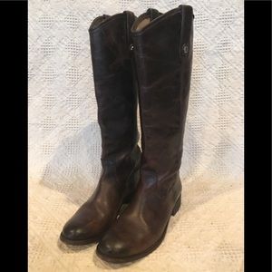 Frye Slate Melissa Button Boots 6.5 Brown Leather
